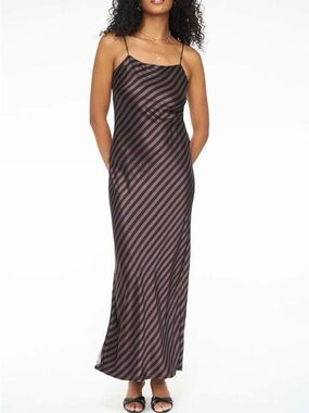 Pistola Mari Midi Slip Dress chocolate/black